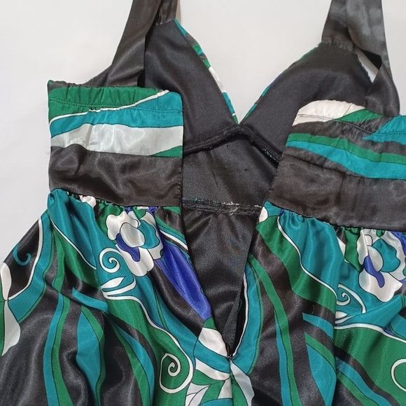 Speechless Junior Sz 7 Sundress Party Dress-Purple Blue/Green Floral/Blk Tulle - Picture 9 of 15